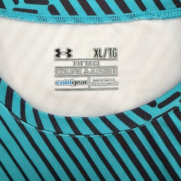 Under Armour Women’s ColdGear Fitted Long Sleeve Shirt XL Teal Black Geometric - Picture 6 of 7
